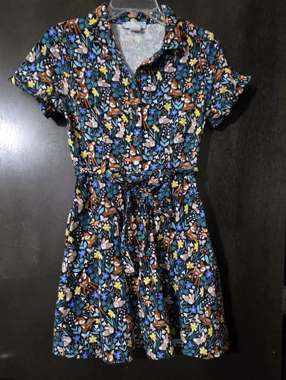Vintage Eva Rose Woodland Print Fit&Flare Mini Shirt Dress Size M- Bambi
